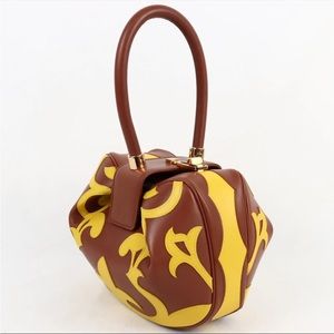 Gabriela Hearst Coyote Abstract East-West Nina Handle Bag in Yellow and Brown